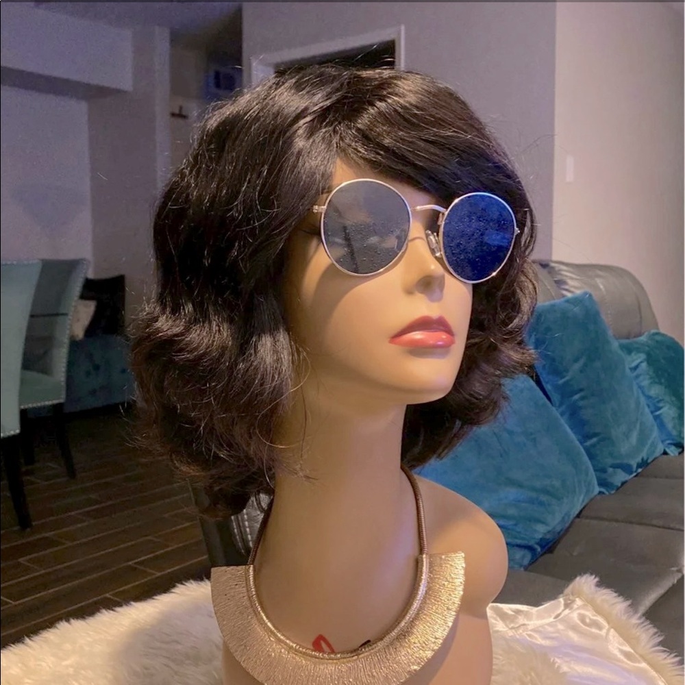 Human hair wig.